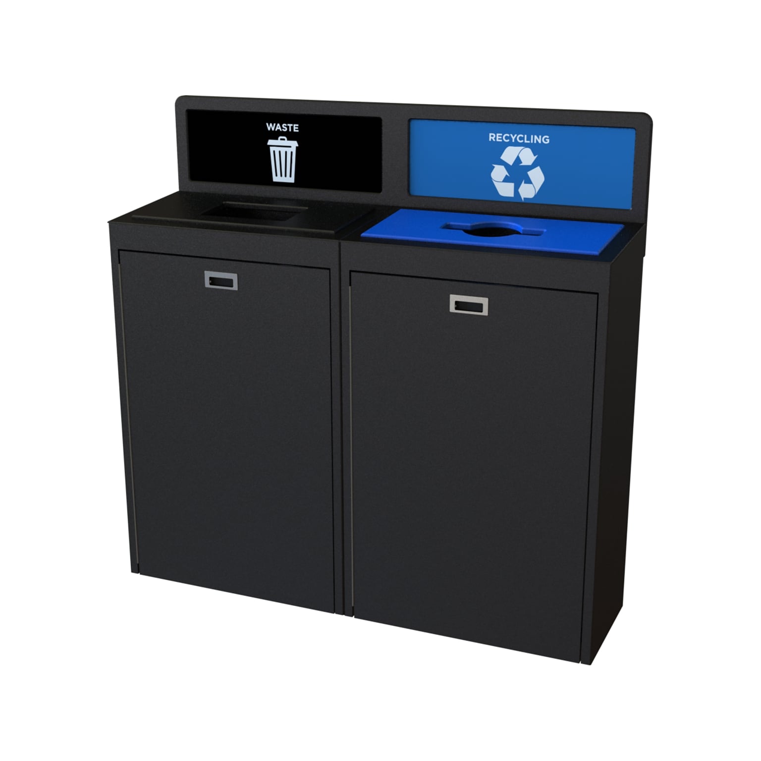 CleanRiver TIM Plastic Dual-Stream Recycling Station, 44 Gallon, Black (TIM44-2-WR-BK)