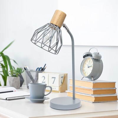 Simple Designs Farmhouse Fusion LED Desk Lamp, 18.19", Gray Iron (LD2022-GRY)