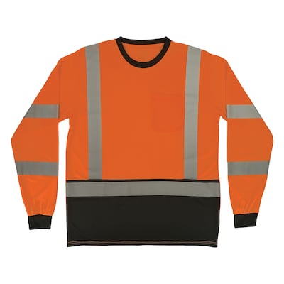 Ergodyne GloWear 8369BK High Visibility Long Sleeve Black Bottom T-Shirt, ANSI Type R Class 3, Orange, Large (22224)