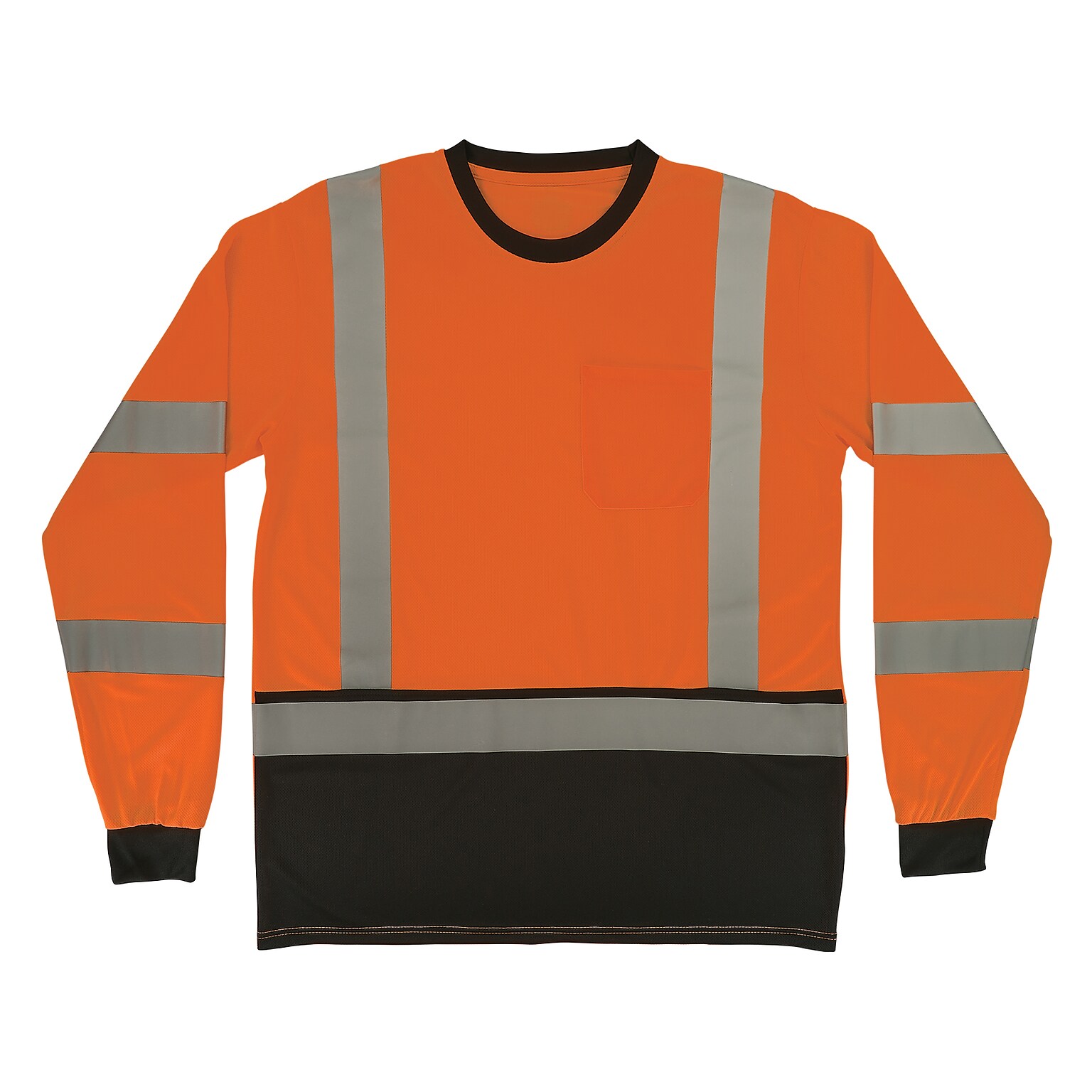 Ergodyne GloWear 8369BK High Visibility Long Sleeve Black Bottom T-Shirt, ANSI Type R Class 3, Orange, 4XL (22228)