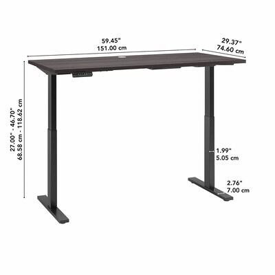 Bush Business Furniture Move 60 Series 27''-47'' Adjustable Standing Desk, Storm Gray (M6S6030SGBK)