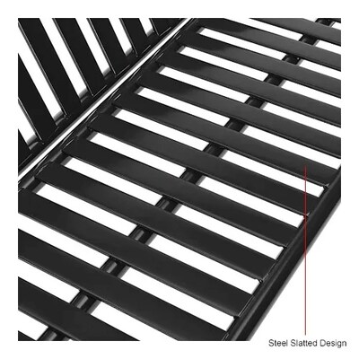 Global Industrial 6' Outdoor Bench w/ Back, Vertical Steel Slat, Black (694854BKKD)