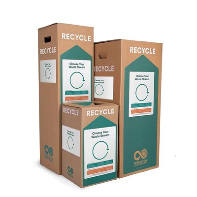 TerraCycle Cardboard Plastic Packaging Recycling Box, 10.47 Gallon, White/Green (289)