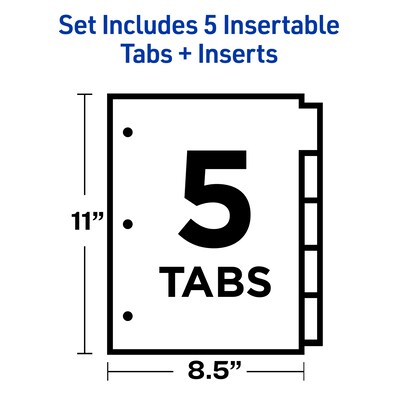 Avery Big Tab Insertable Paper Dividers, 5 Tabs, Buff with Clear Tabs, 24 Sets/Pack (11113)