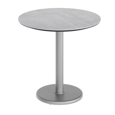 Flash Furniture Acadia 31.25 Round Wooden Dining Table with Round Base, Gray Faux Concrete/Silver Base (STRD31CGTR18S)