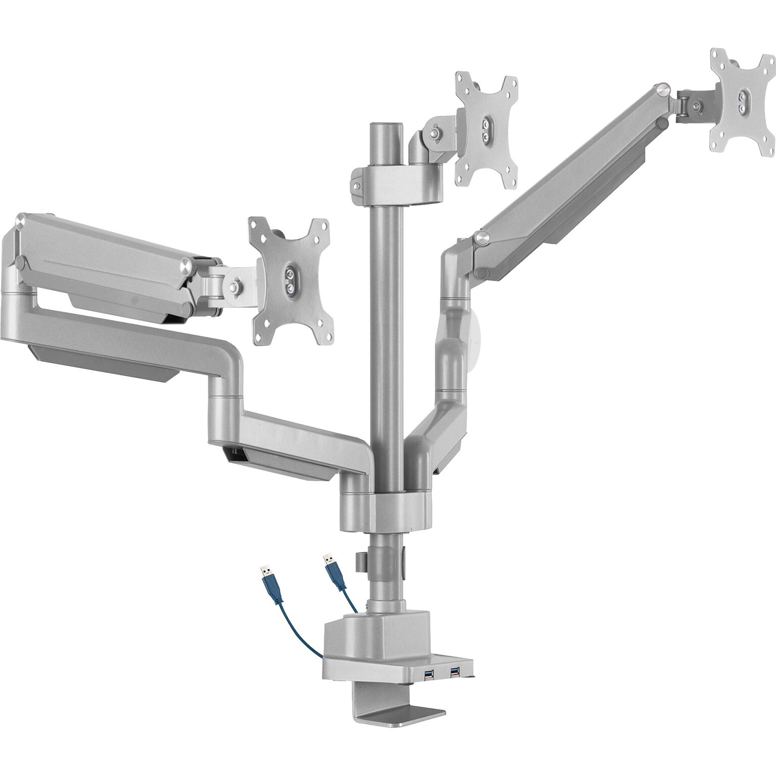 Lorell Adjustable Triple Monitor Arm with Pole, Up to 32 Monitor, Gray (LLR99804)
