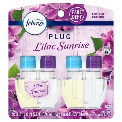 Febreze Plug In Air Freshener Scented Oil Refill, Lilac Sunrise Scent, 2/Pack (21136)