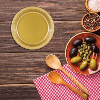 JAM Paper 7" Plastic Plates, Gold, 80/Pack (255325367g)