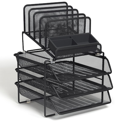 TRU RED™ All-In-One 10-Compartment Wire Mesh Compartment Storage, Matte Black (TR57530)