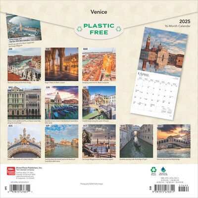 2025 BrownTrout Venice 12 x 12 Monthly Wall Calendar (9781975476311)