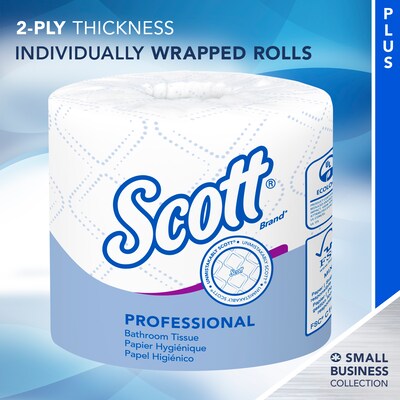 Scott Essential Recycled Toilet Paper, 2-ply, White, 550 Sheets/Roll, 20 Rolls/Case (13607)