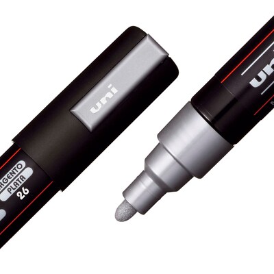 POSCA PC-5M Water Based Paint Marker, Medium Bullet Tip, Silver, 3/Pack (UBCPC5MSILVER-3)