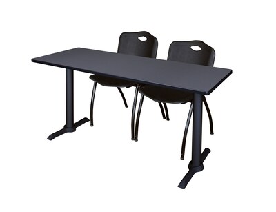 Regency 60 Metal & Wood Cain Training Table with Stack Chairs, Black (MTRCT6024GY47BK)