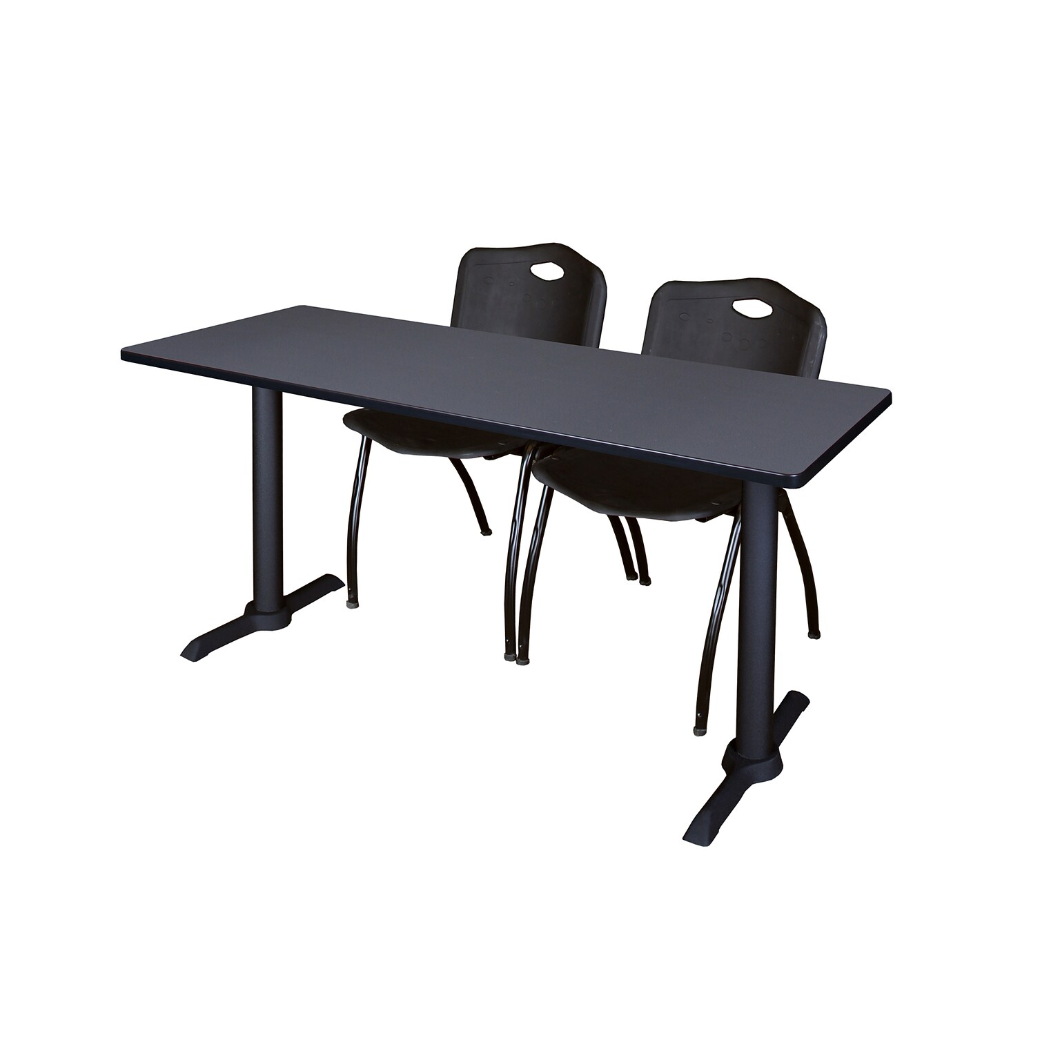 Regency 60 Metal & Wood Cain Training Table with Stack Chairs, Black (MTRCT6024GY47BK)