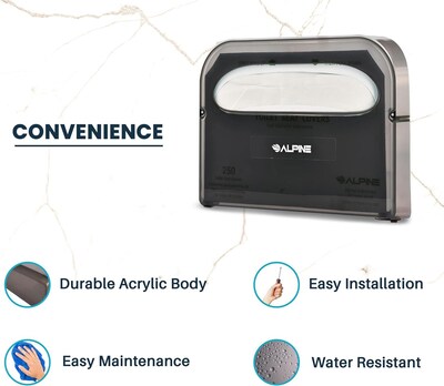 Alpine Industries Toilet Seat Cover Dispenser, Half-Fold, Black, 2/Pack (453-PKG)