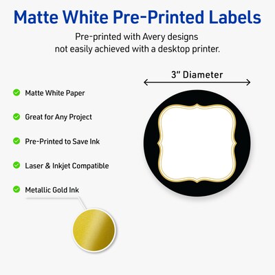 Avery Round Laser/Inkjet Multipurpose Labels, 3, White, 60/Pack (19479370887)