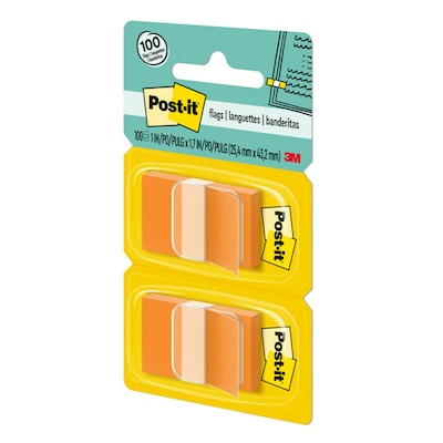 Post-it Flags, 1" Wide, Orange, 100 Flags/Pack (680-0E2)