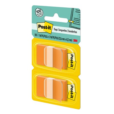 Post-it Flags, 1 Wide, Orange, 100 Flags/Pack (680-0E2)