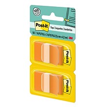 Post-it Flags, 1 Wide, Orange, 100 Flags/Pack (680-0E2)