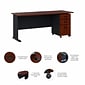 Bush Business Furniture Cubix 72W Desk with Mobile File Cabinet, Hansen Cherry/Galaxy (SRA013HCSU)