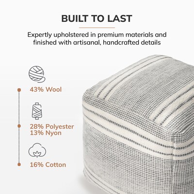 Anji Mountain Summit Stone Fabric Square Pouf Ottoman (AMBPF174-1616)