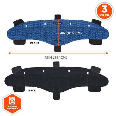 Chill-Its 6611 Hard Hat Cooling Sweatband Pad, Microfiber, Blue, 3/Pack (12447)