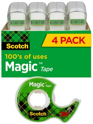 Scotch Magic Invisible Tape with Dispenser, 3/4 x 8.33 yds., 4 Rolls (4105)