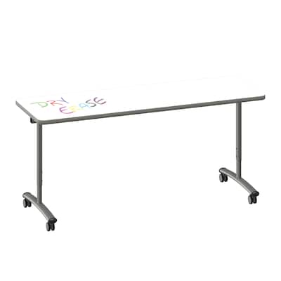 Correll 72W x 30D Adjustable Foldable Rectangular Training Room Table, Laminate, With Wheels, Frosty White (FTS3072DE801413)