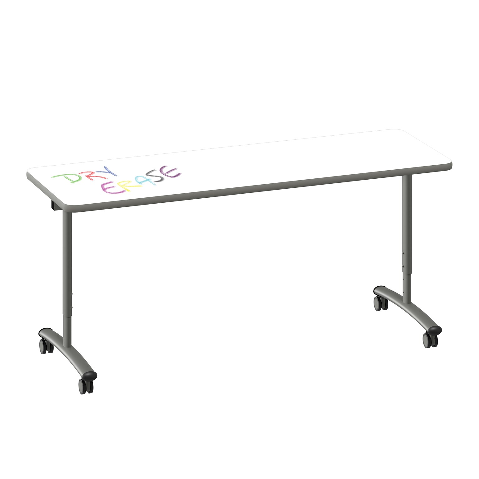 Correll 72W x 30D Adjustable Foldable Rectangular Training Room Table, Laminate, With Wheels, Frosty White (FTS3072DE801413)