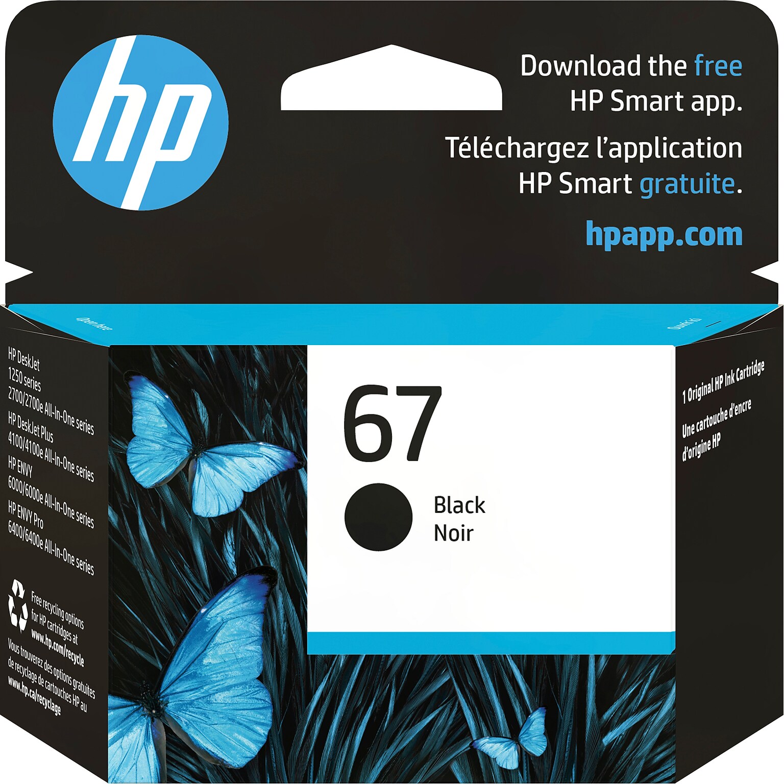 HP 67 Black Standard Yield Ink Cartridge, Prints Up to 120 Pages (3YM56AN#140)