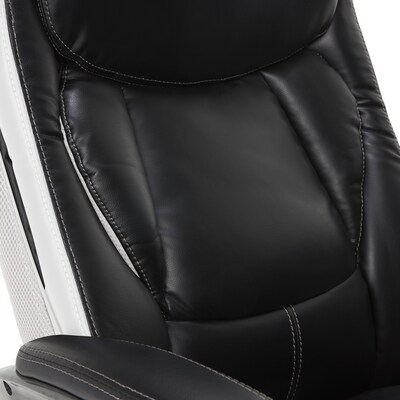 Serta Lautner Ergonomic Bonded Leather Swivel Executive Chair, Black/Cream (44942)