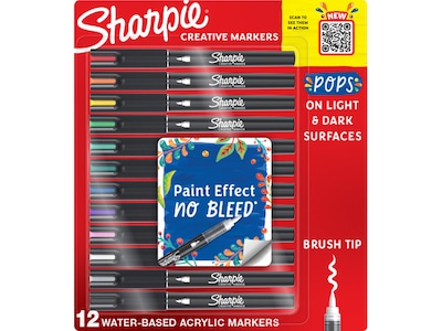Sharpie Water-Based Creative Markers, Brush Point, Assorted Colors, 12/Pack (2196907)