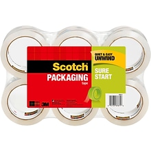 Scotch Sure Start Heavy Duty Packing Tape, 1.88 x 54.6 yds., Clear, 6/Pack (3500-6)