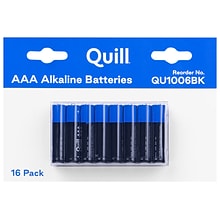 Quill Alkaline Batteries AAA ,16/Pack (QU1006BK)