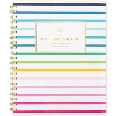 2026-2027 AT-A-GLANCE Simplified by Emily Ley Happy Stripe 8.5 x 11 Academic Weekly & Monthly Planner (EL49-905A-27)