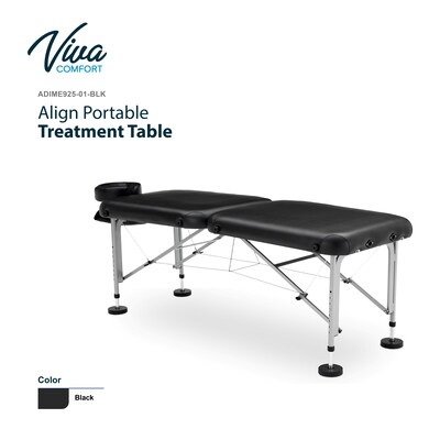 Viva Comfort Align Portable Nylon Treatment Massage Exam Table, 450lbs. Capacity, Black (925-01-BLK-MK)