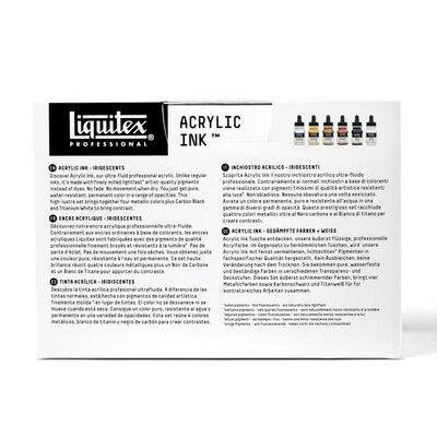 Liquitex Professional Acrylic Ink, Iridescent Colors, 30 mL Bottles, 6/Pack (LIQ3699315)