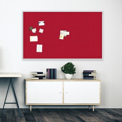 Ghent Fabric Bulletin Board, Satin Aluminum Frame, 4’H x 6’W, Red (AT46F98)