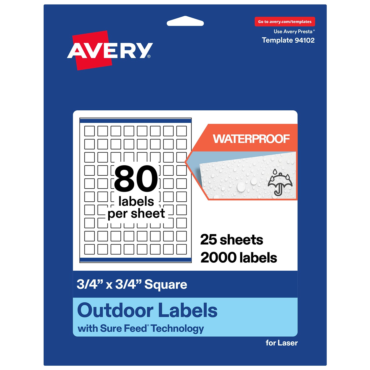 Avery Square Laser Multipurpose Labels, 0.75 x 0.75, White, 2000/Pack (19479399465)