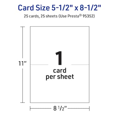 Avery Integrated Cards, 5.5" x 8.5", Glossy White, 25/Pack (95352)