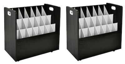 AdirOffice 21-Slot Mobile Roll File, 28.5"H x 30"W x 15.75"D, Black (625-BLK-2PK)