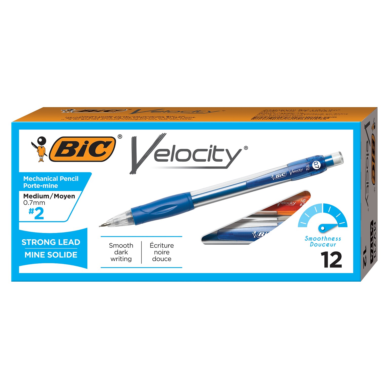 BIC Velocity Mechanical Pencil, 0.7mm, #2 Hard Lead, 12/Pack (MV711-BLK)