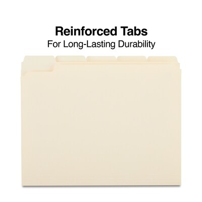 Staples® Reinforced File Folders, 1/5 Cut Tab, Letter Size, Manila, 100/Box (TR509000)