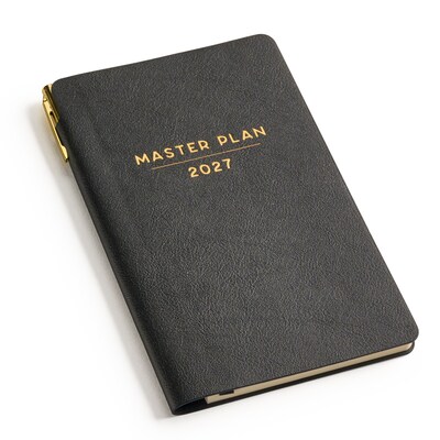 2027 Eccolo 4 x 7 Weekly & Monthly Planner, Faux Leather Cover, Black (RY27-401A)