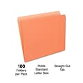 Quill Brand® File Folders, Straight-Cut, Letter Size, Orange, 100/Box (7409OE)