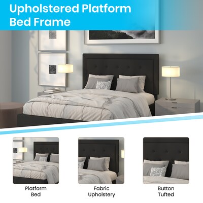 Flash Furniture Roxbury Tufted Upholstered Platform Bed in Black Fabric, Queen (SLBK5QBK)