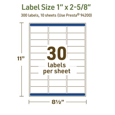 Avery Dissolvable Rectangle Multipurpose Labels, 1" x 2-5/8", Off-white, 300/Pack (94200)