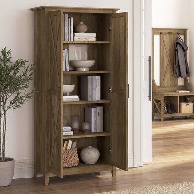 Bush Furniture Key West 66"H Storage Cabinet with 5 Shelves, Reclaimed Pine (KWS266RCP-03)