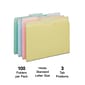 Staples® Recycled File Folder, 1/3-Cut Tab, Letter Size, Assorted Pastel Colors, 100/Box (ST459684-C