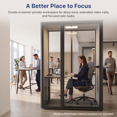 Uncaged Ergonomics Modular Acoustic Office Pod with Ventilation, Lighting and Power, Working, Black (POD-W-black)